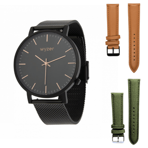 Heren horloge + 2 horlogebandjes (XXL Pack Zwart) Wyzer Horloges - Wyzer Horloges