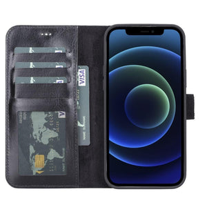 iPhone 13 Pro Telefoonhoesje Zwart Leer (RFID Beveiliging) - Wyzer Horloges